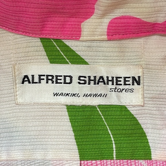 Alfred Shaheen Hawaiian Vintage Floral Shirt Mens Large Pink Tropical RARE PRINT - Picture 8 of 14